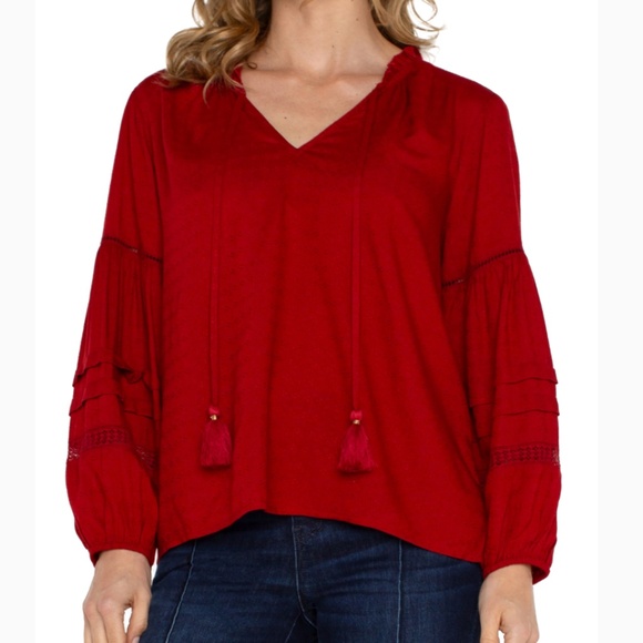 Liverpool Black size M tie front popover blouse - Picture 2 of 9